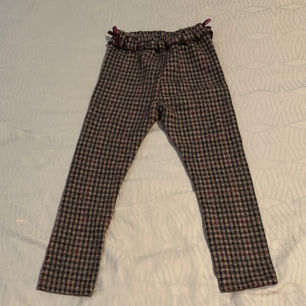 Zara Kids Formal Checkered Pants - Brown and maroon size 4-5 baby